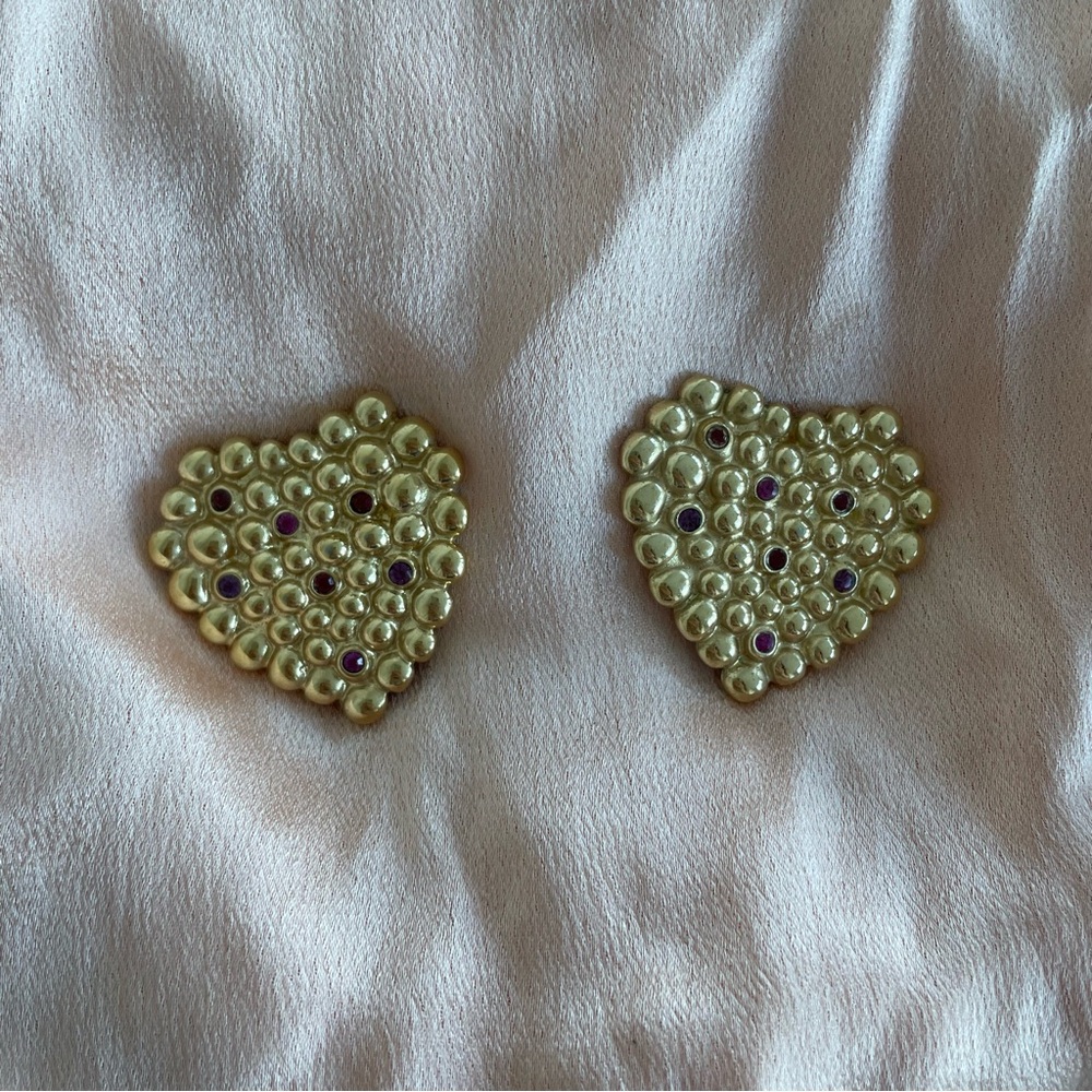 Vintage Yves Saint Laurent gold tone bubble clip on earrings - Picture 6 of 7